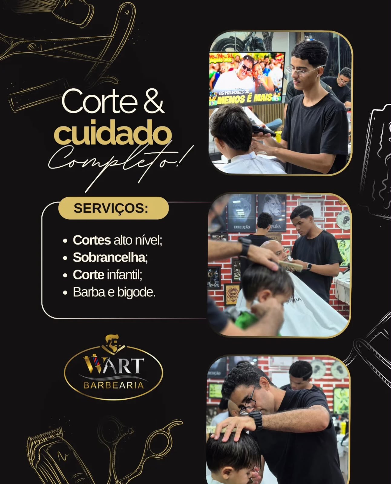 Flyer de serviços produzido para a VART Barbearia